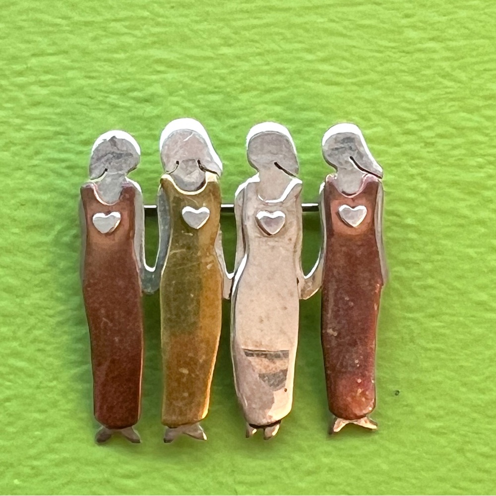 Friends, Sterling Silver Brooch Pin 4 Friends